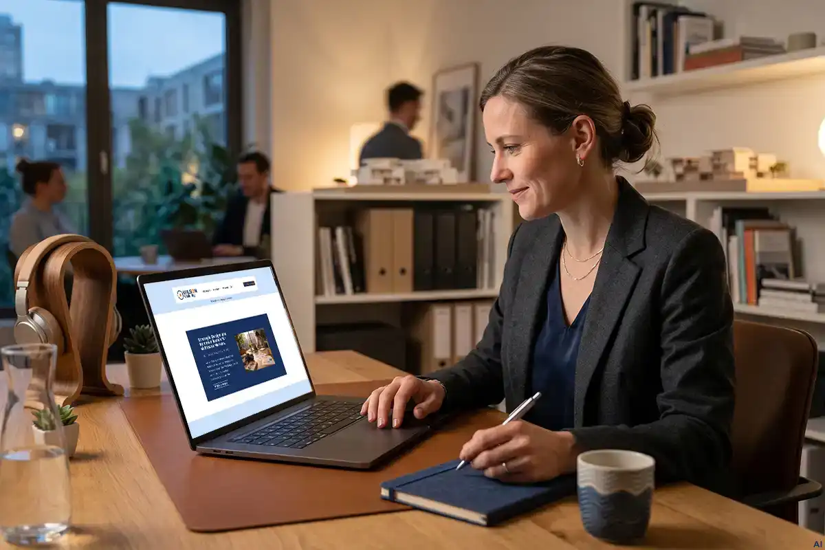 Symbolbild Leistungen Webdesign bei der Arbeit AI