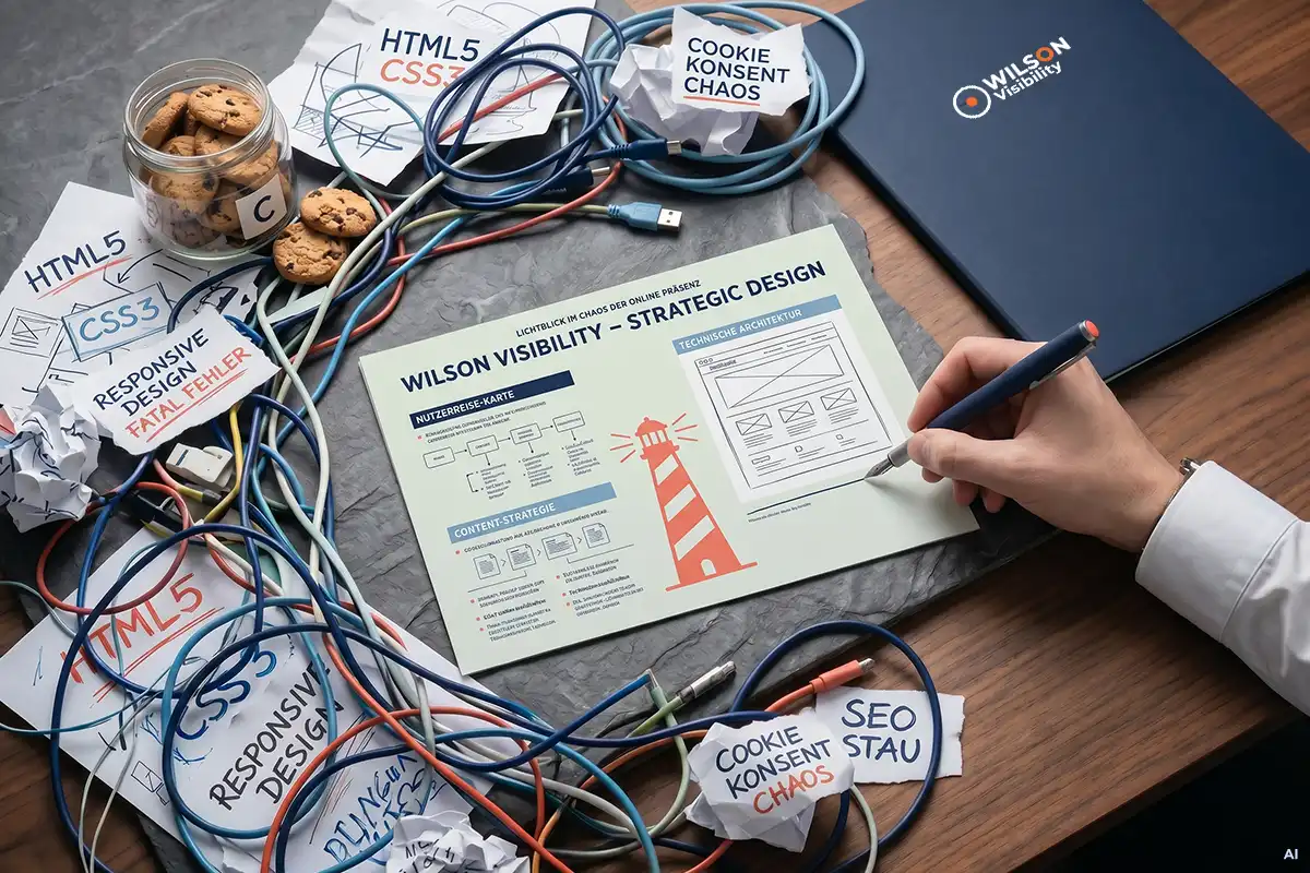 Symbolbild Web- und Online-Präsenz Cookies-, html-, css-Chaos AI
